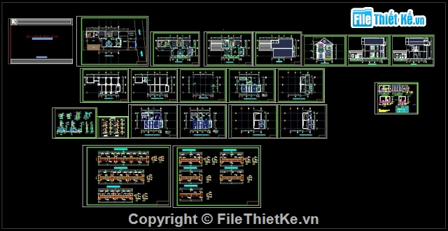 Bản vẽ biệt thự 2 tầng,Thiết kế biệt thự 2 tầng,Bản vẽ biệt thự 2 tầng kt 8.07x10.5m,biệt thự 2 tầng